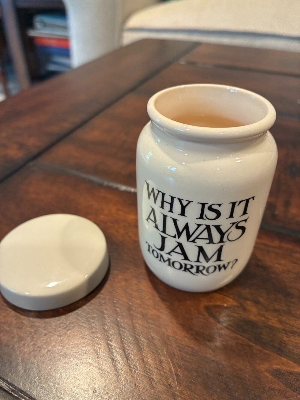 RARE Emma Bridgewater Black Toast Lewis Carroll quote 3 inch jam jar EUC
